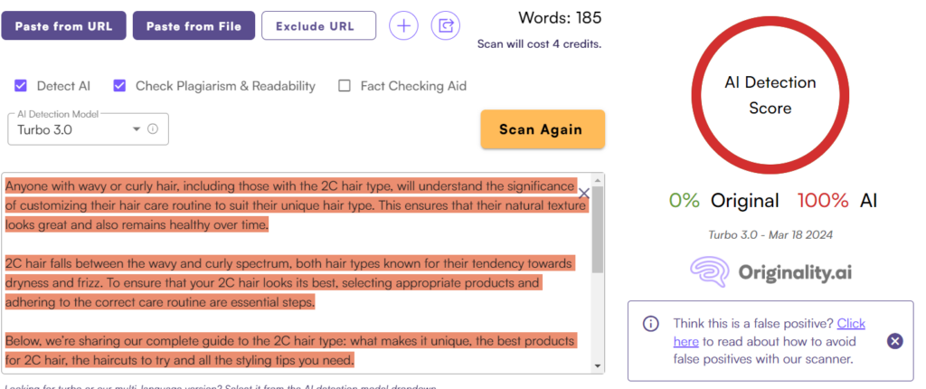 Originality ai detection